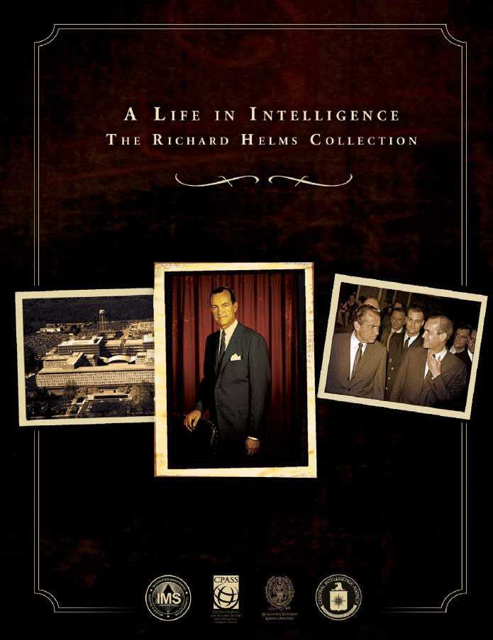 A document cover displaying pictures of Richard Helms and CIA Headquarters.