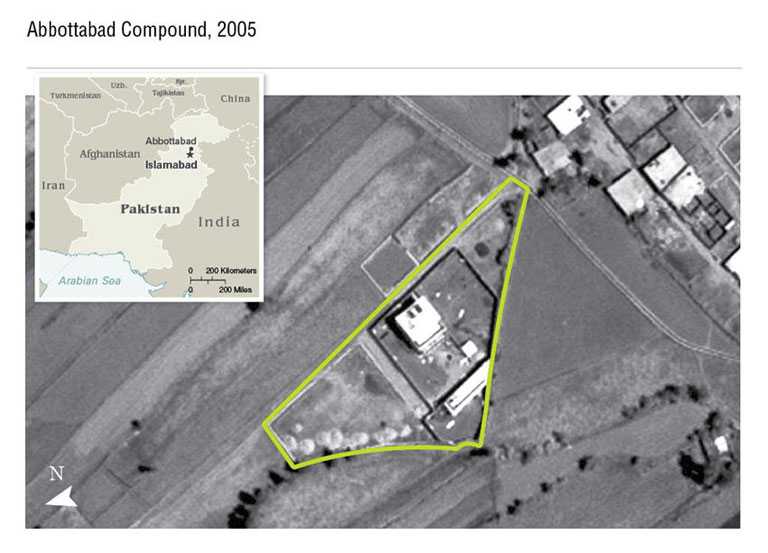 An aerial view of the Abbottabad Compound in 2005.