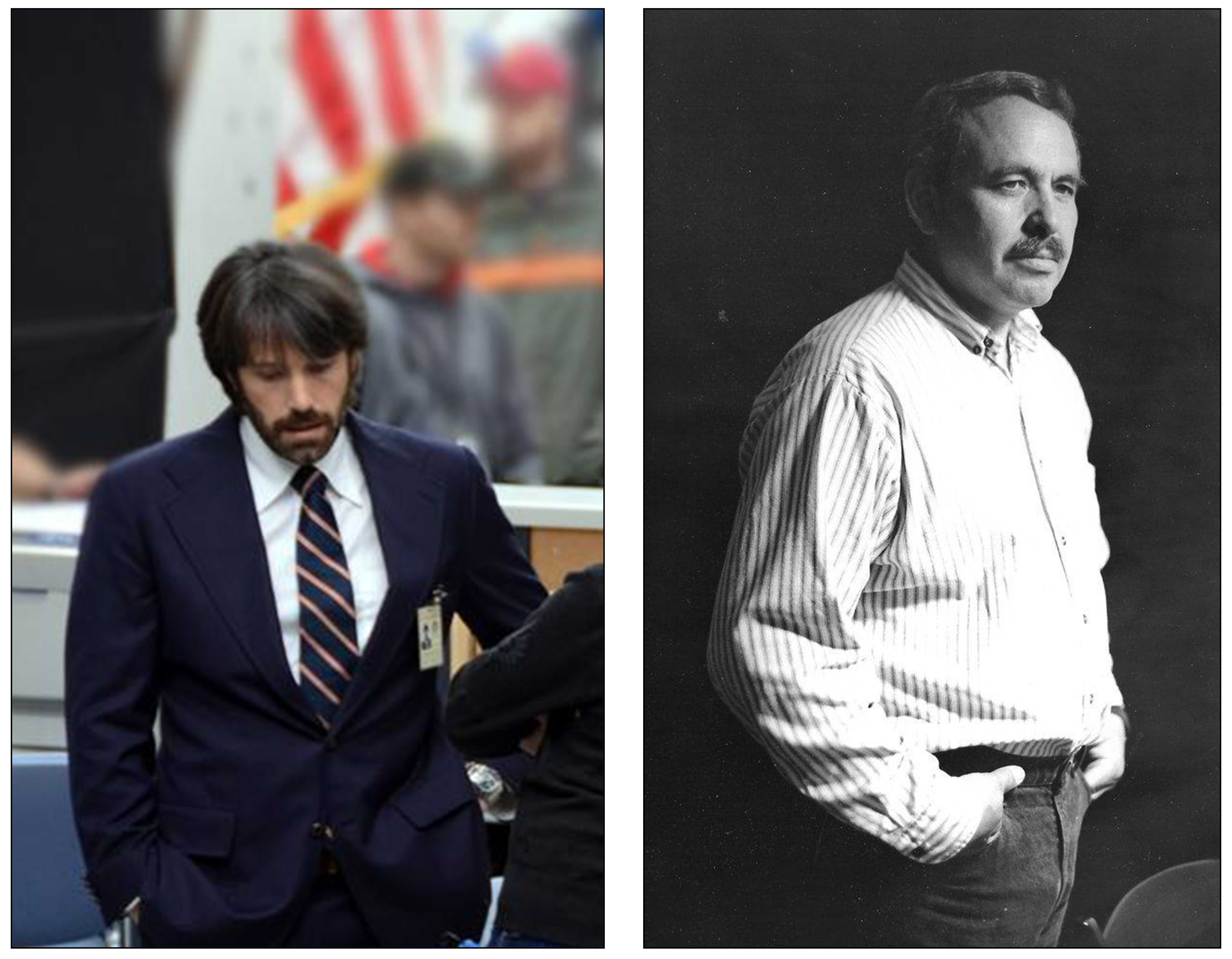 Ben Affleck filming for Argo (2012) in the lobby of CIA Headquarters on the left. Tony Mendez on the right.