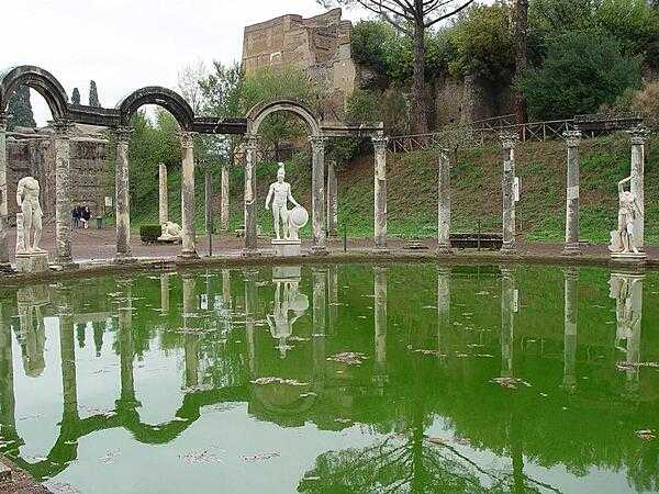 A view of Canopus, sanctuary of the god Serapis, at Hadrian's Villa in Tivoli, Italy.