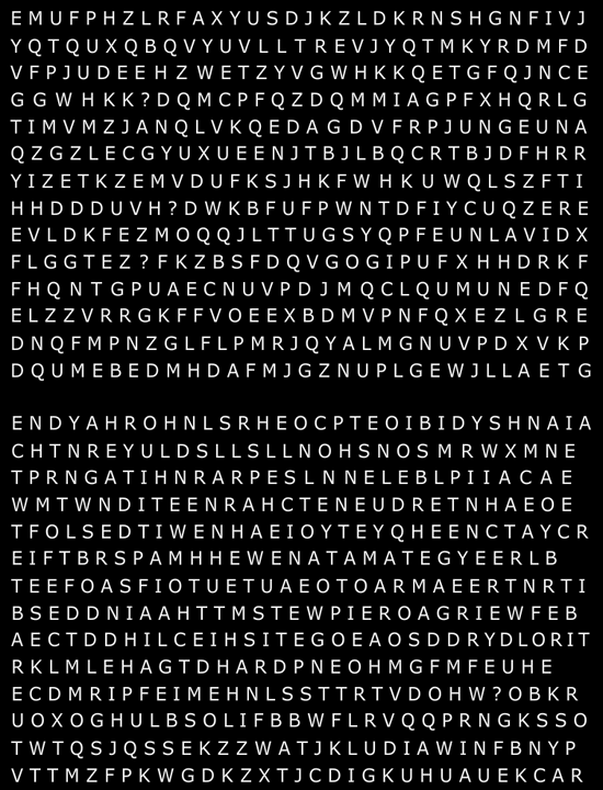 grid of Kryptos text characters