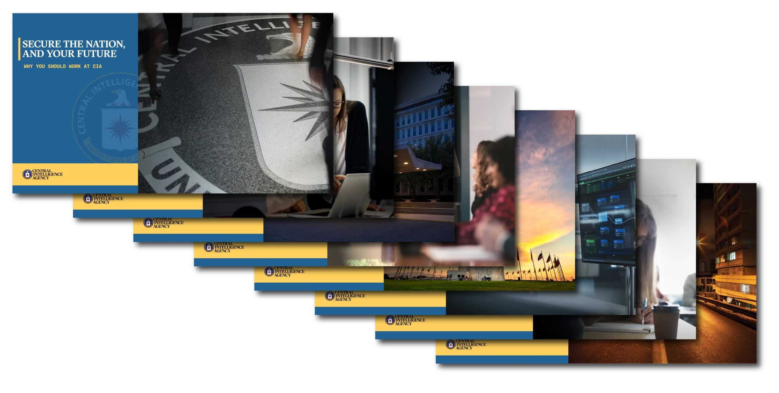 collage of brochure covers