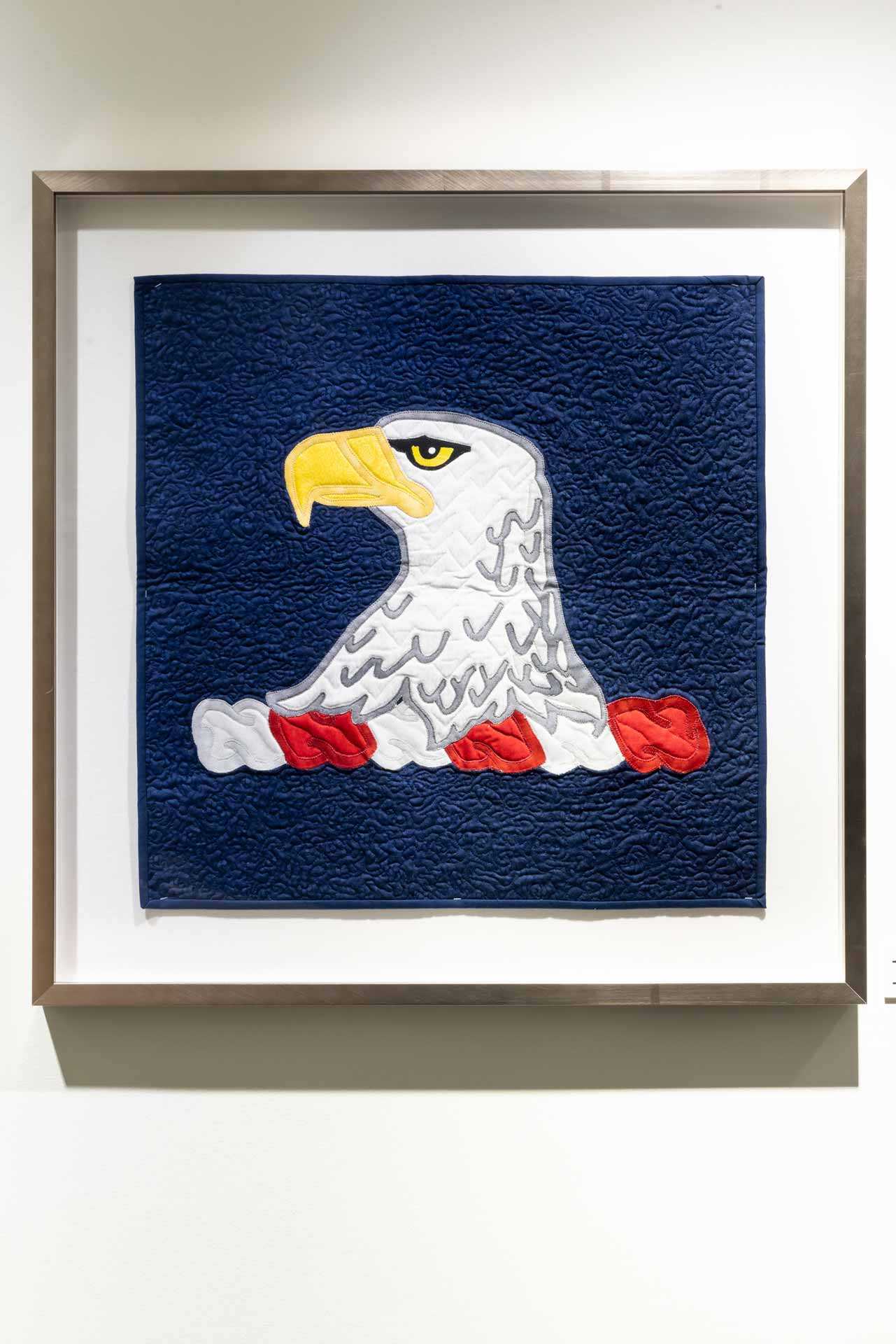 This quilt depicts the eagle head from CIA’s official seal.