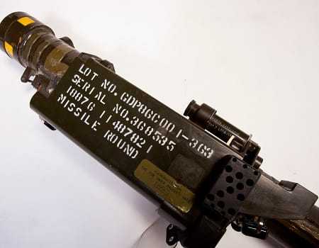 A serial number and other information printed on the missile launcher