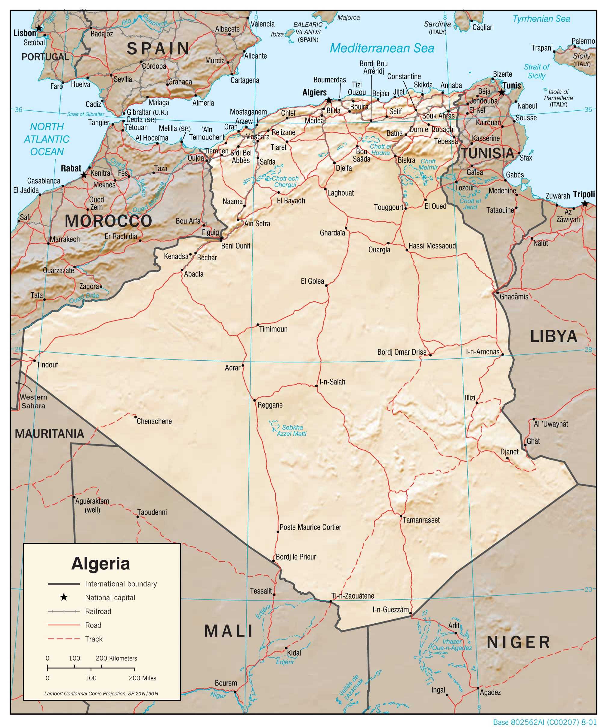 Physiographical map of Algeria.