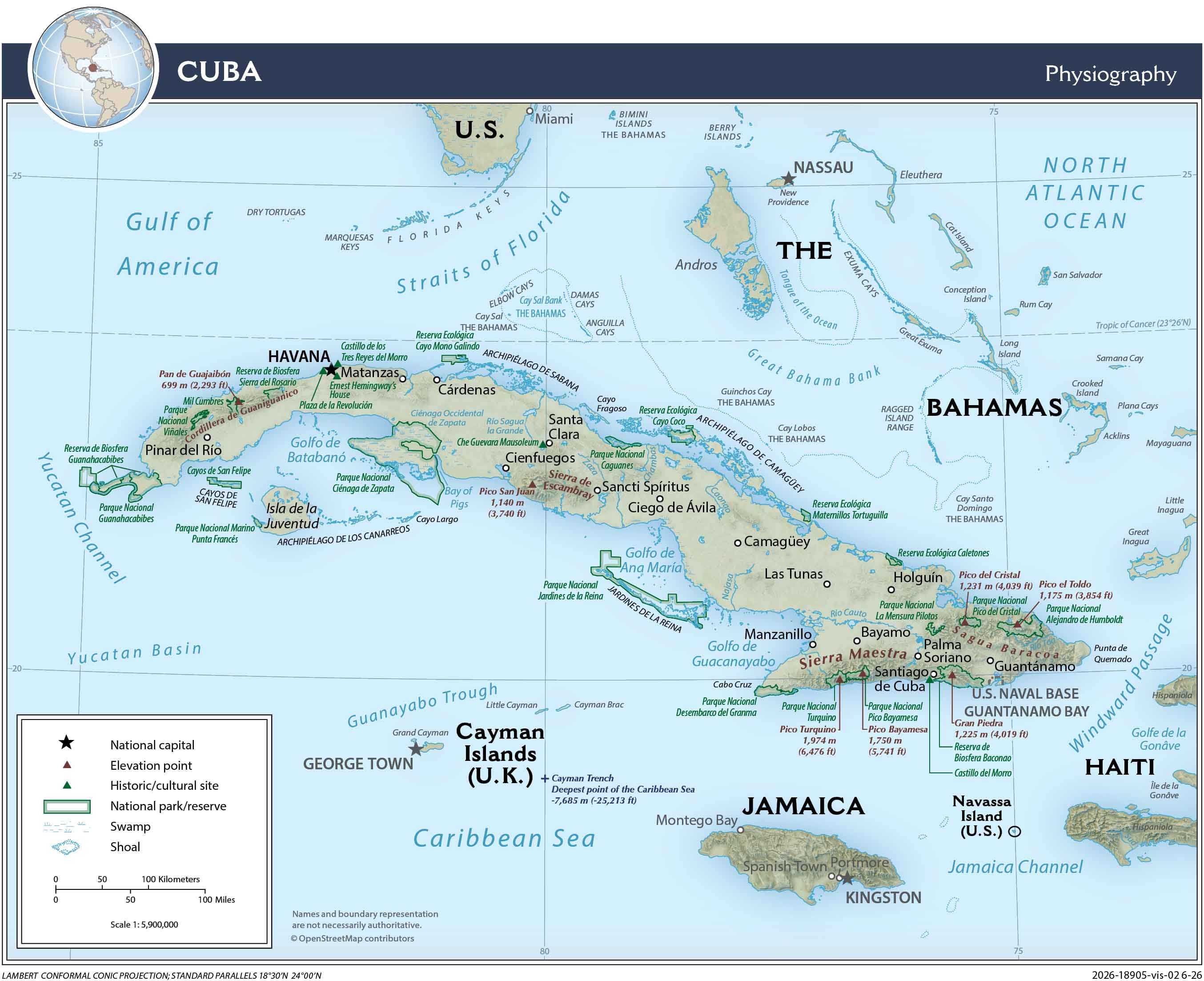 Physiographical map of Cuba.