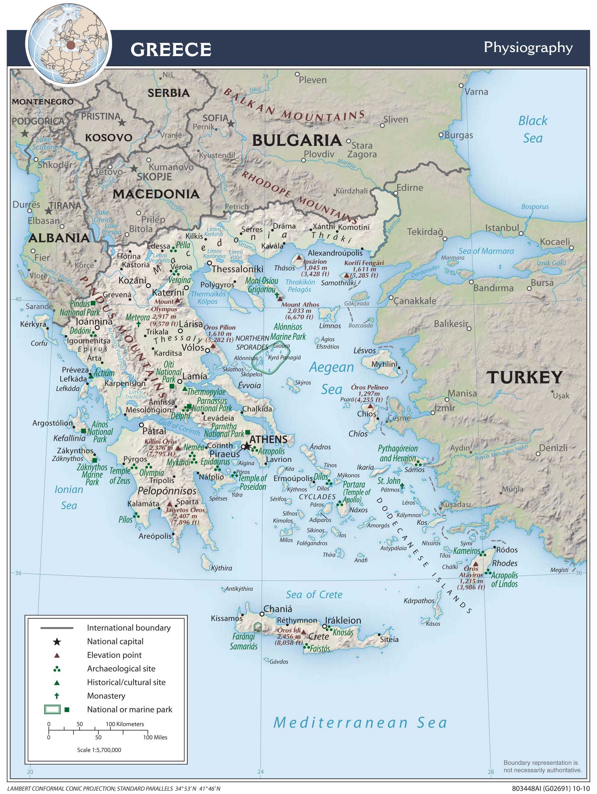 Physiographical map of Greece.