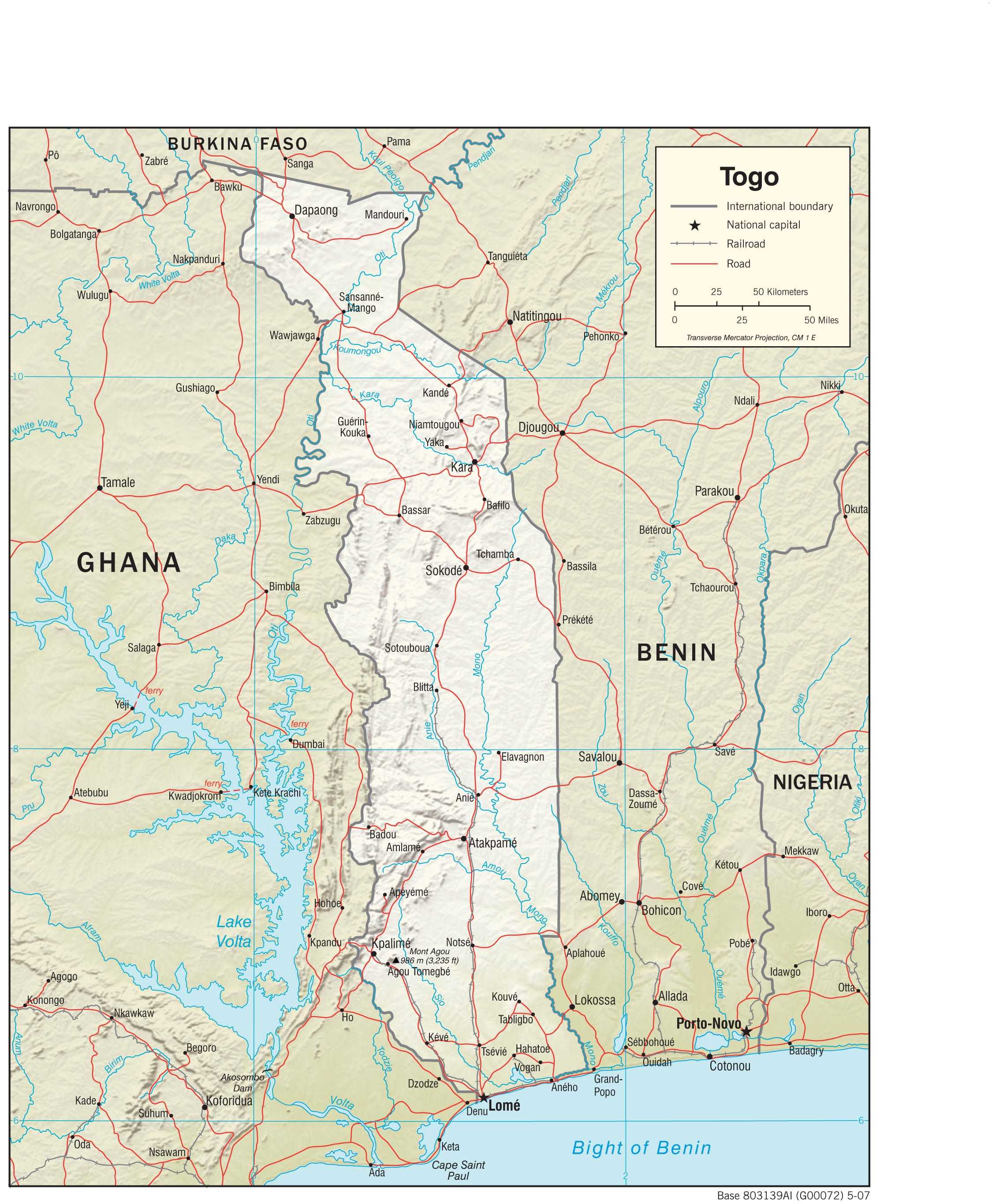 Physiographical map of Togo.