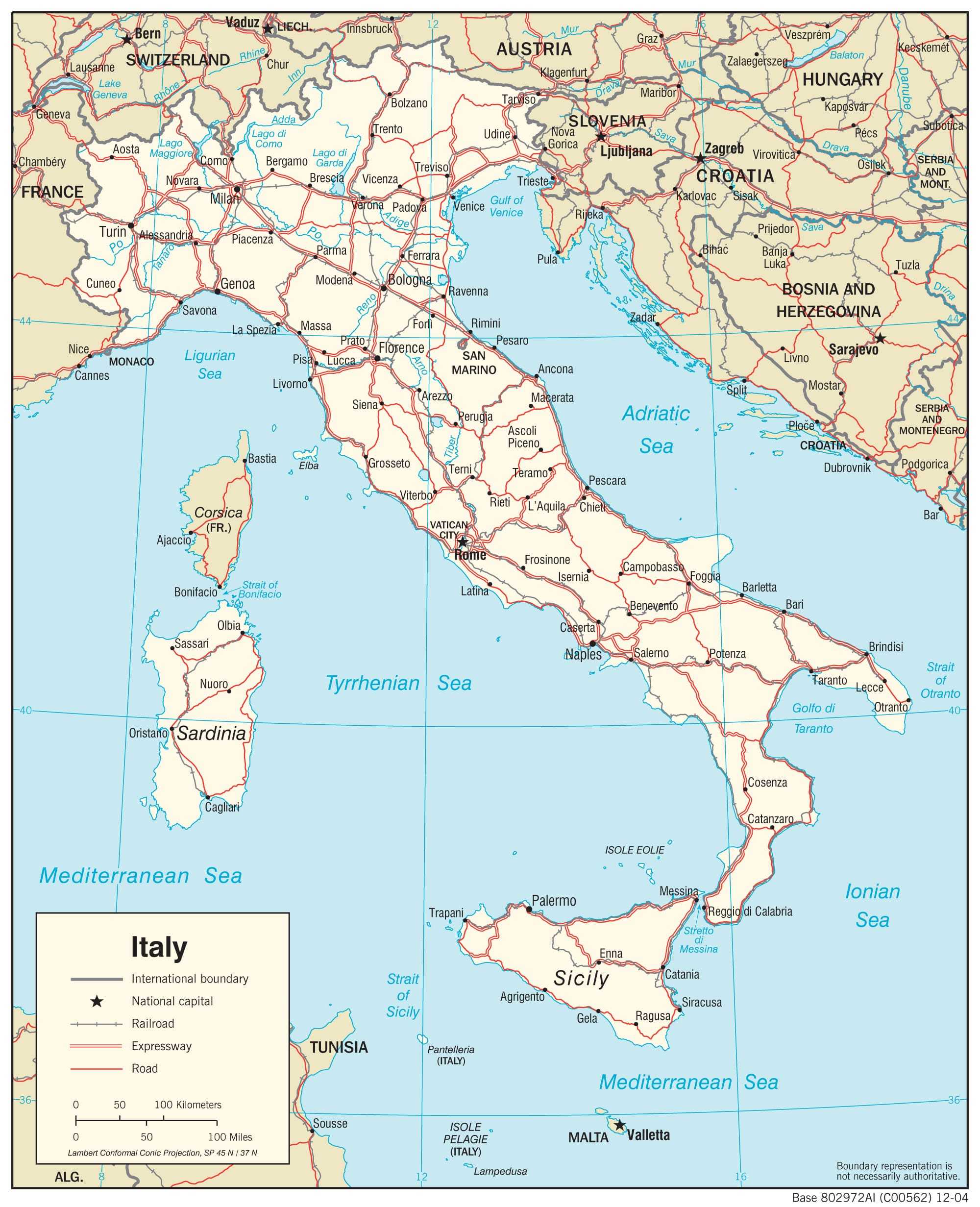 Transportation map of Italy.