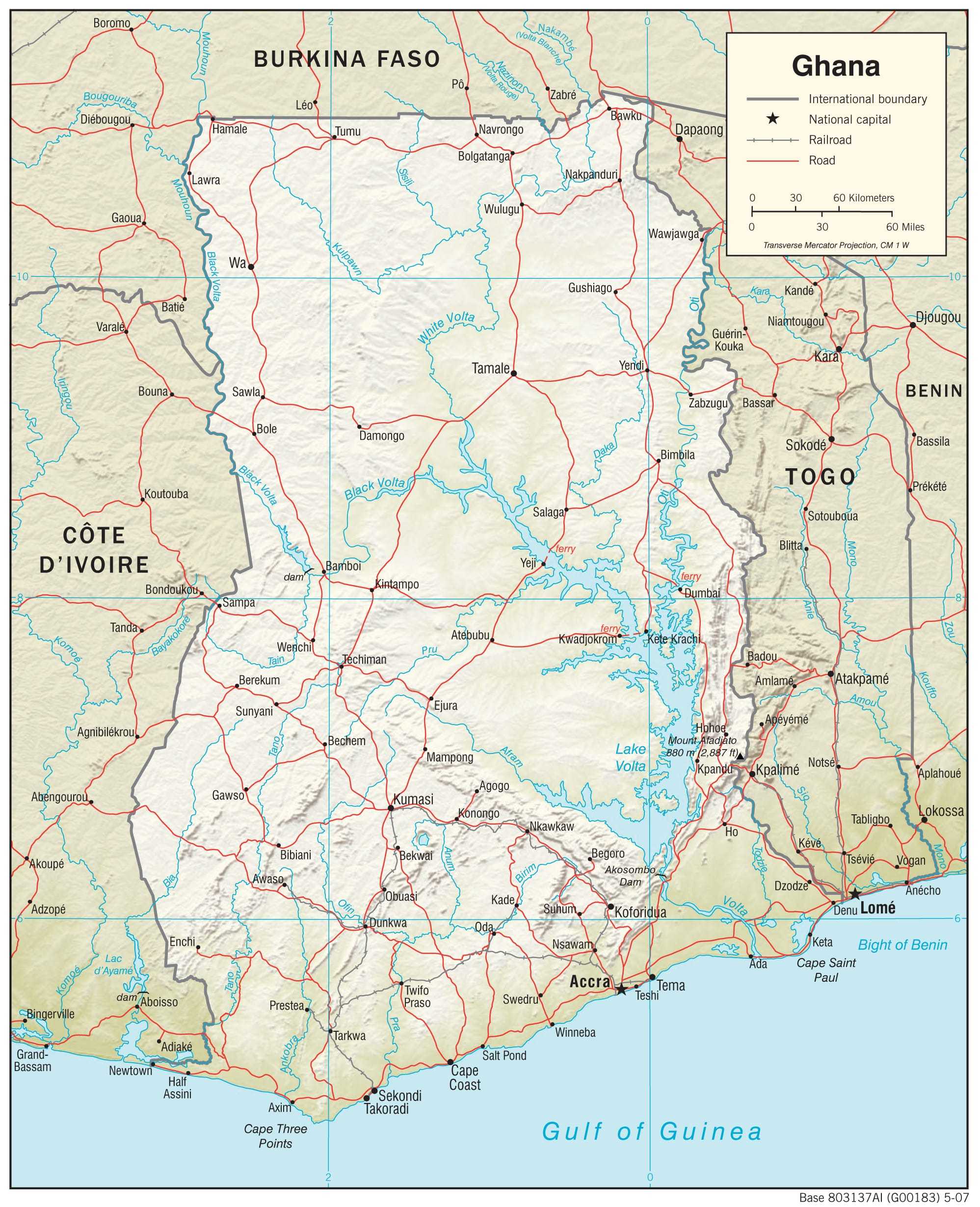 Physiographical map of Gambia.