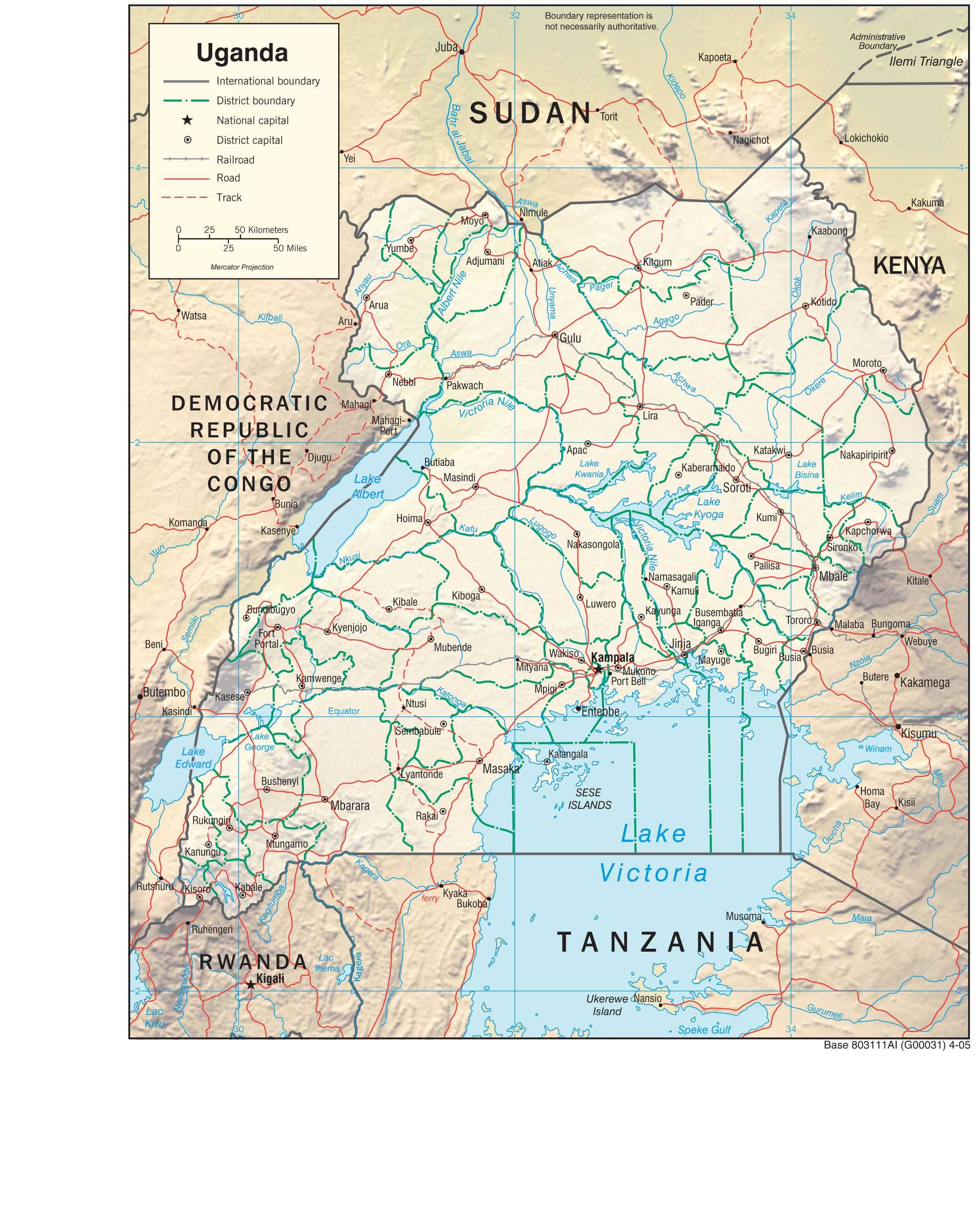 Physiographical map of Uganda.