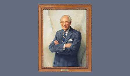 A portrait of former CIA director William J. Casey in a gold frame.