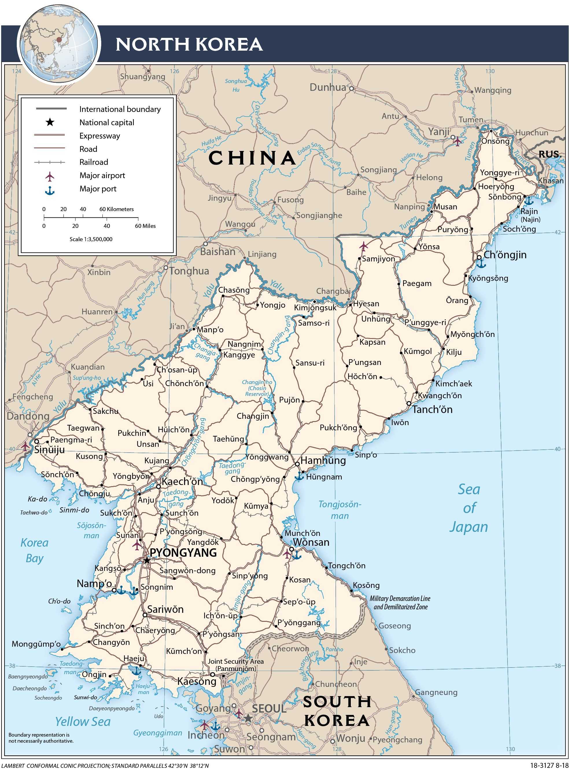 Transportation map of North Korea.