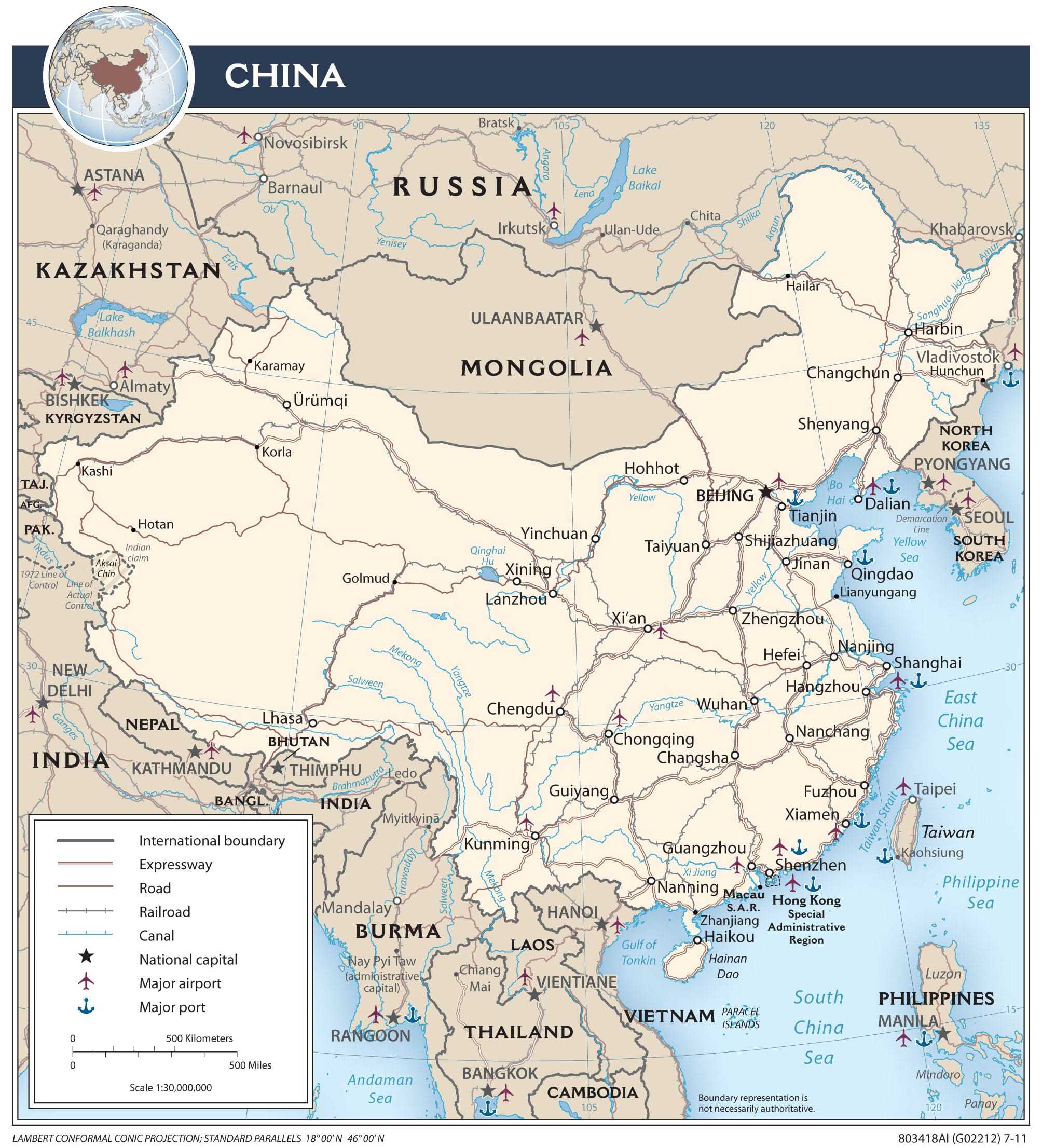 Transportation map of China.