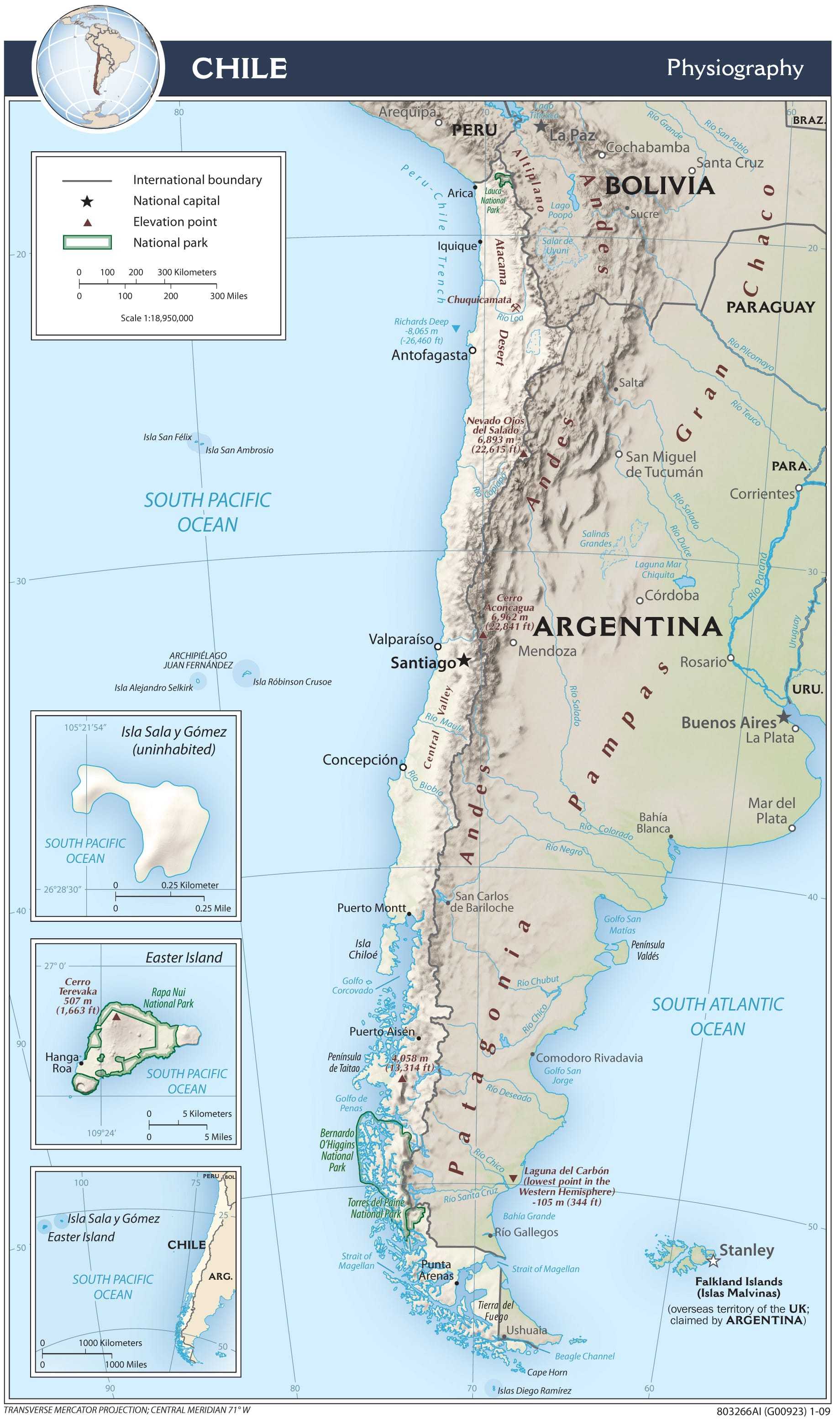 Physiographical map of Chile.
