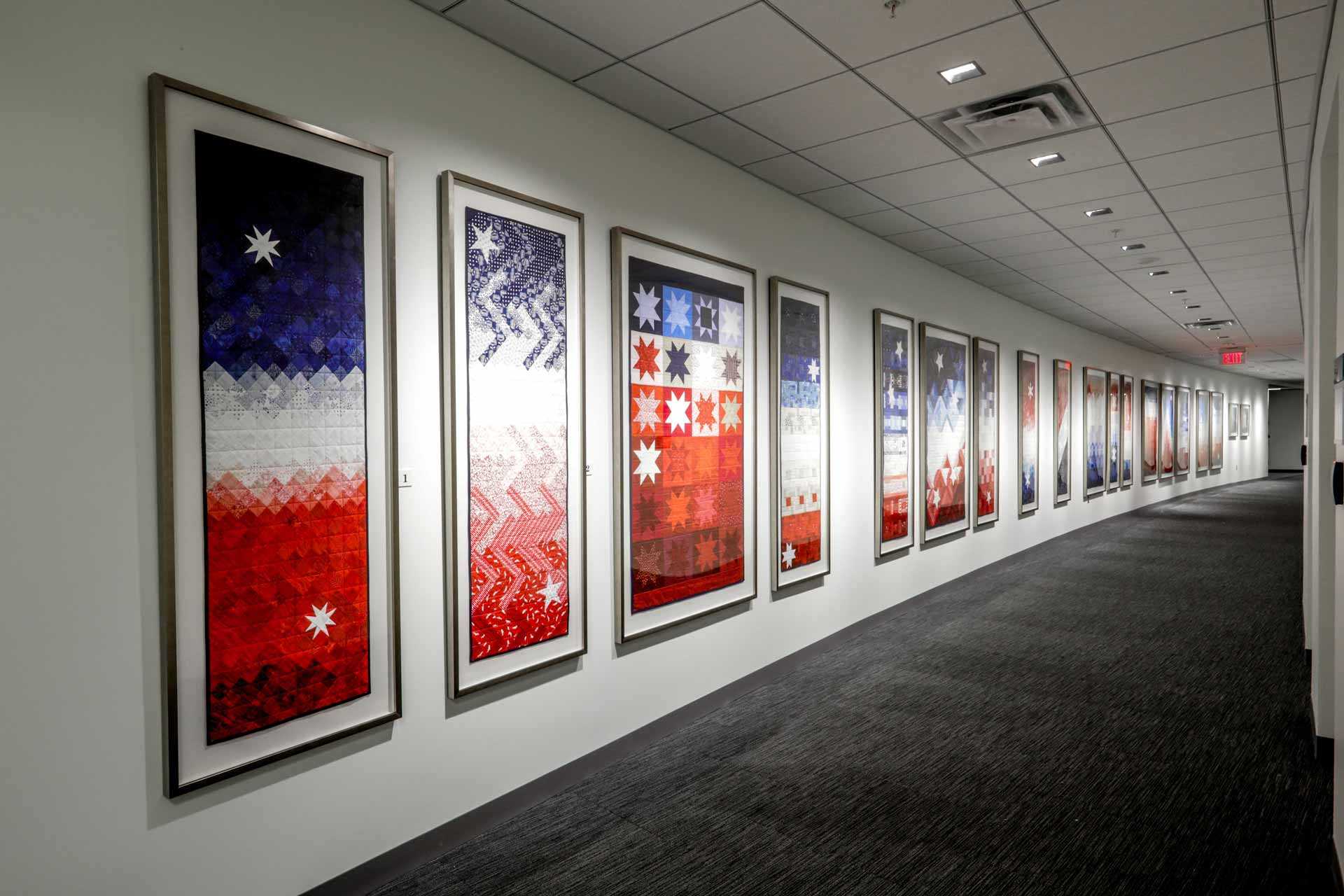 CIA’s Freedom Quilt exhibit includes 17 quilt panels arranged to spell “FREEDOM” in Morse code.