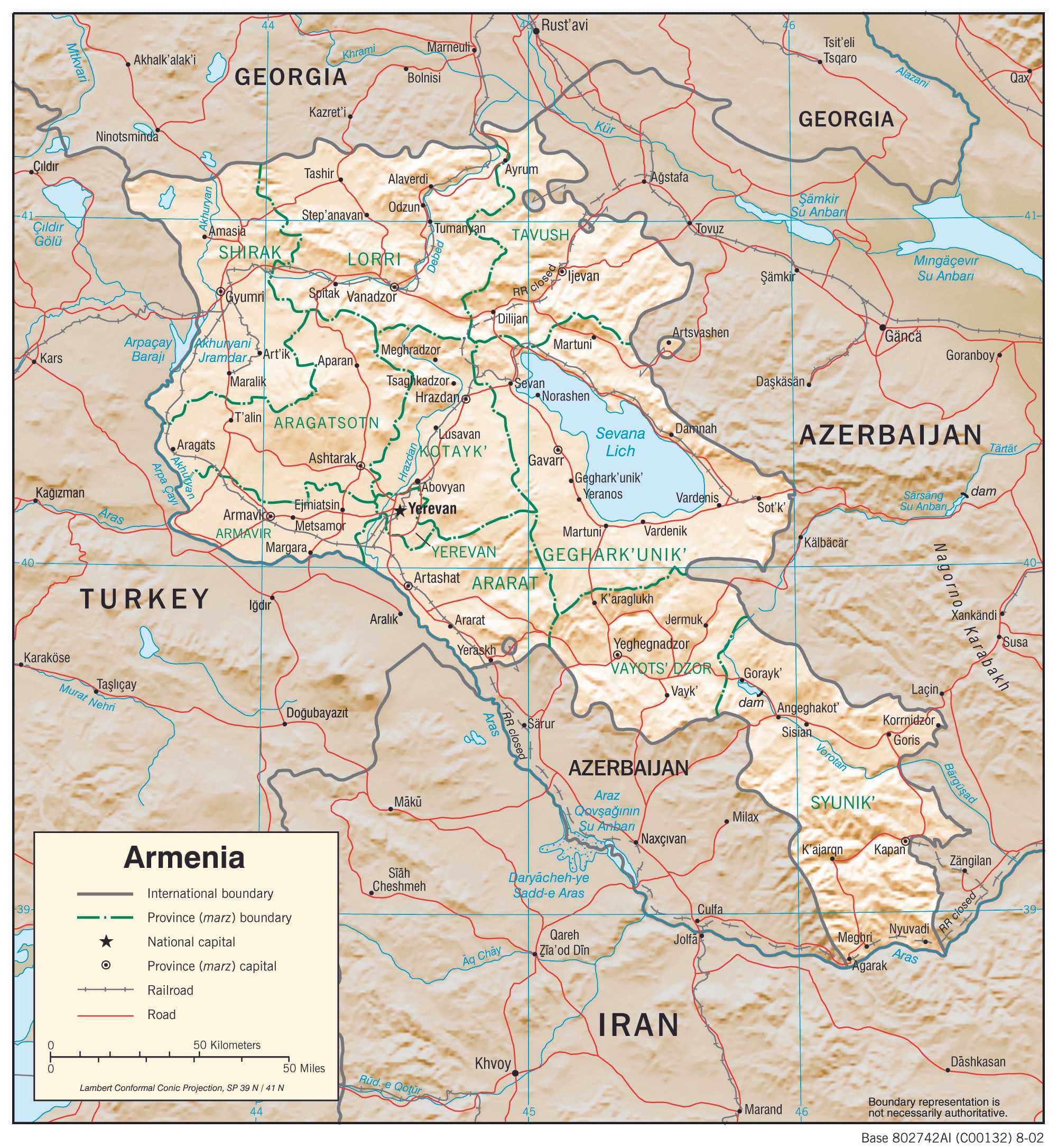 Physiographical map of Armenia.
