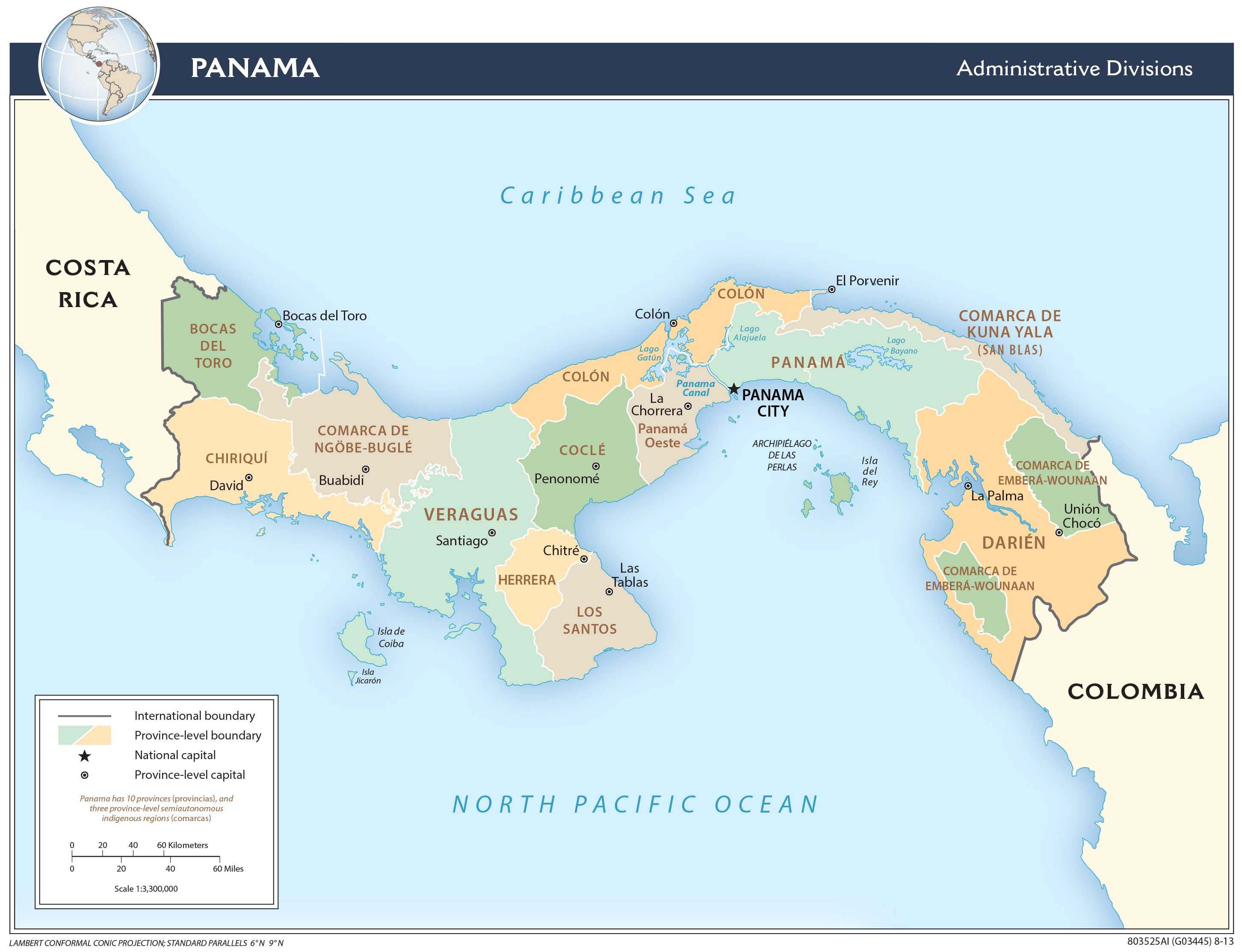 Administrative map of Panama.