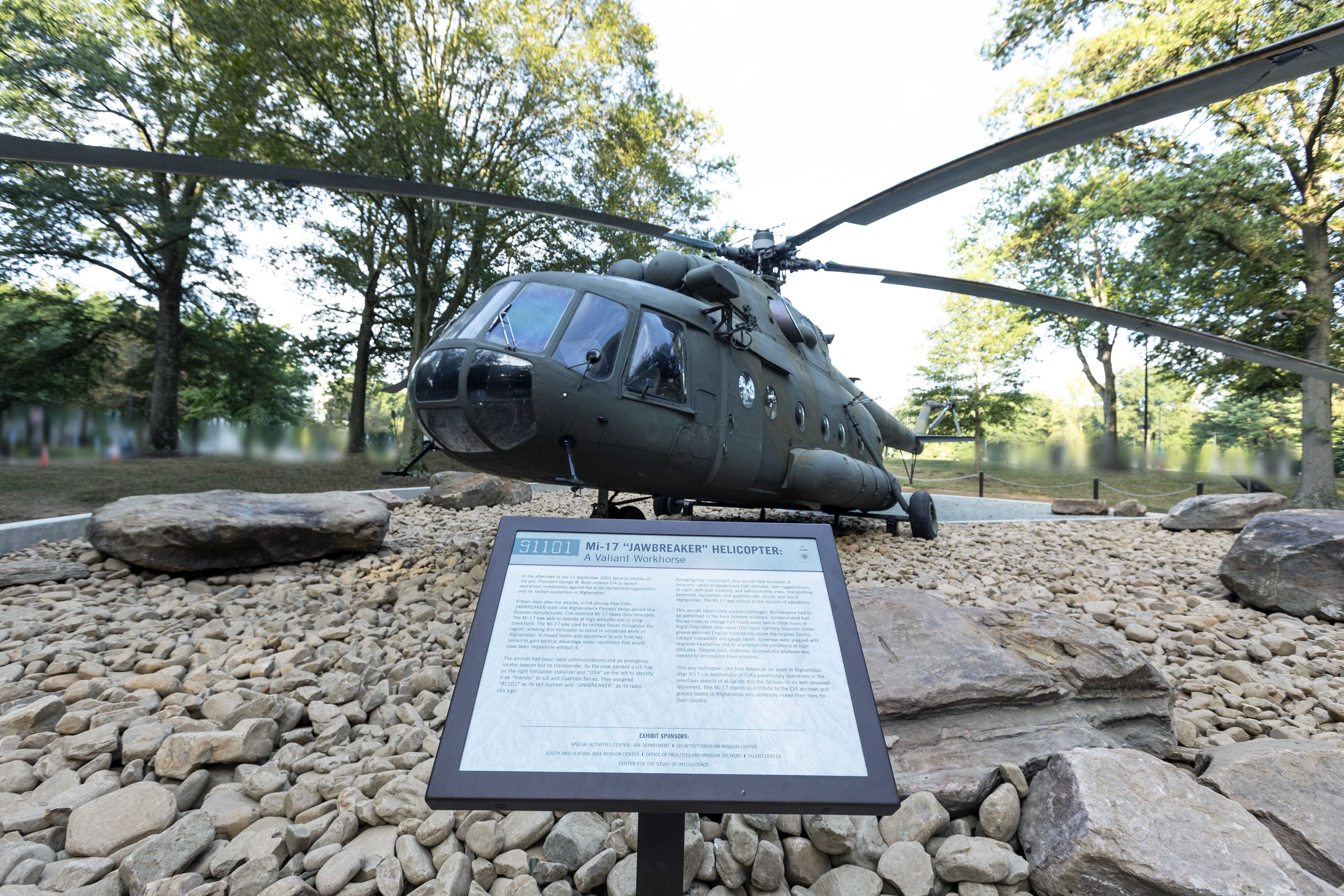 Mi-17 helicopter on display at CIA Headquarters.