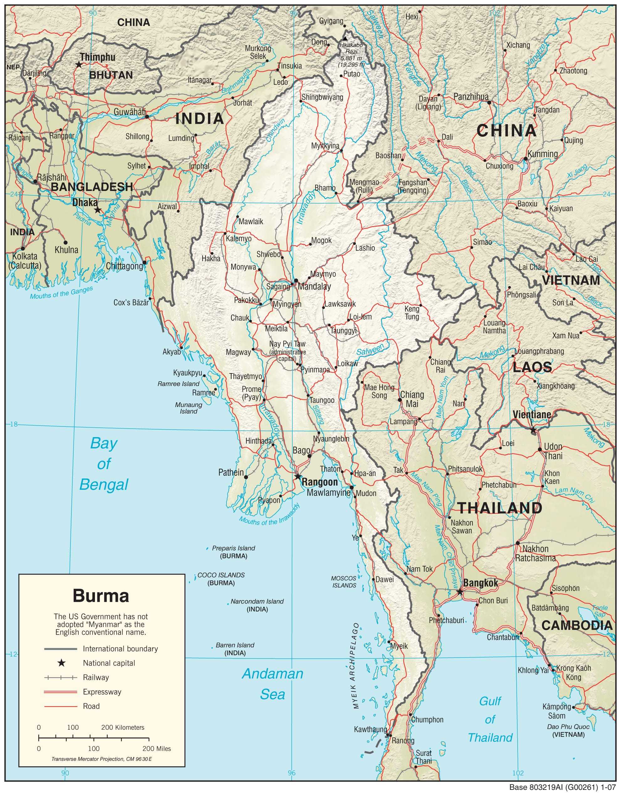 Physiographical map of Burma.