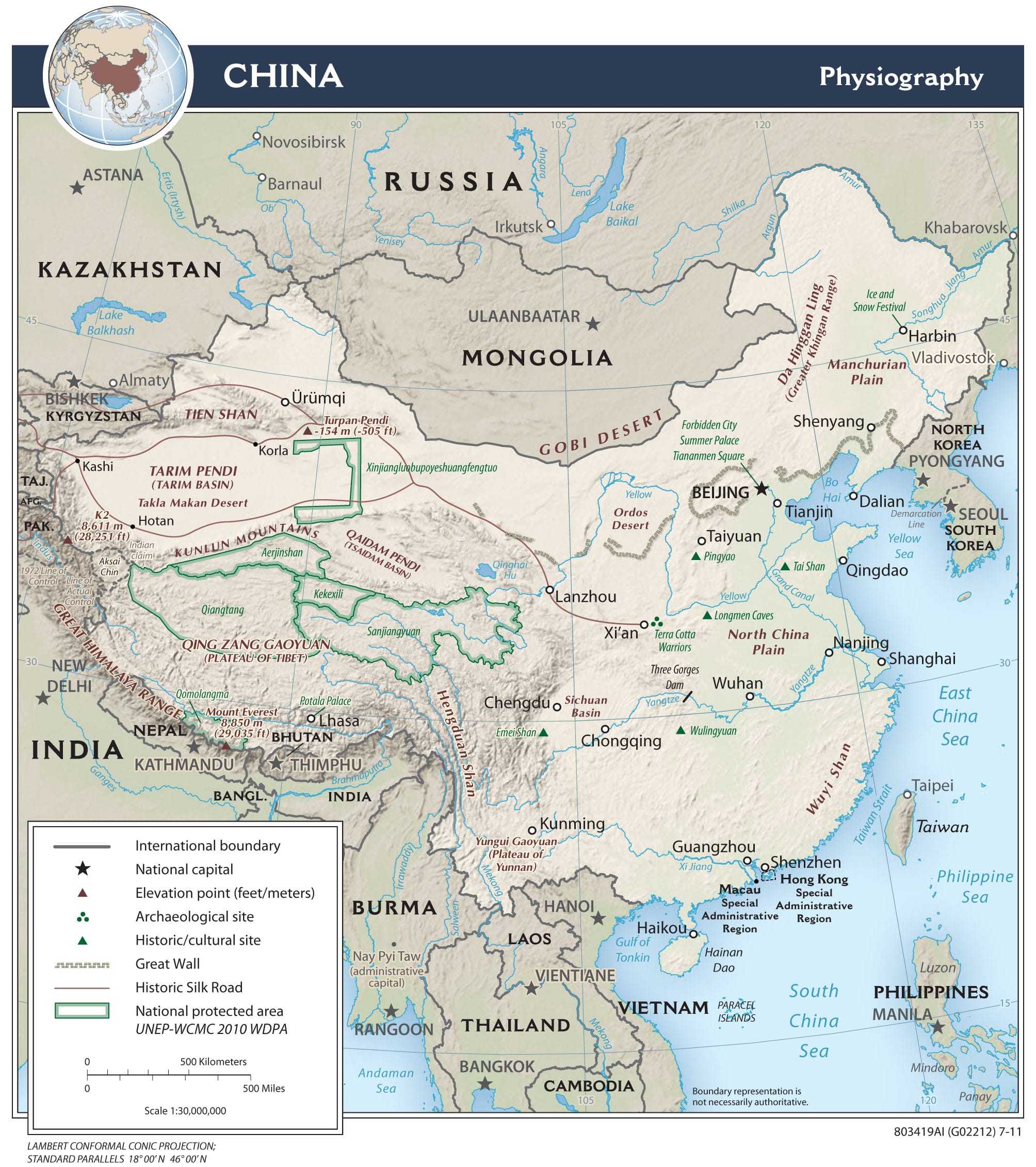 Physiographical map of China.