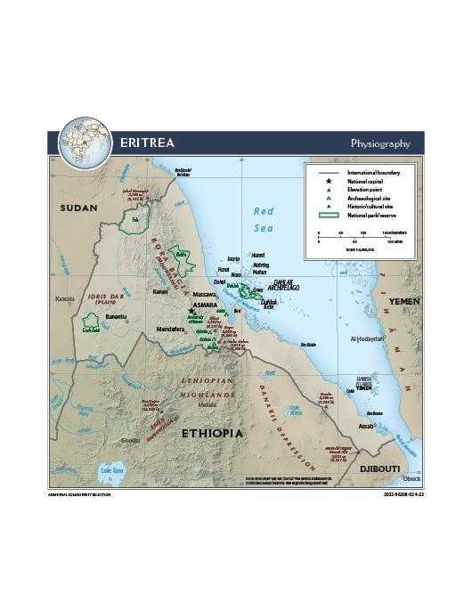 Physiographical map of Eritrea.