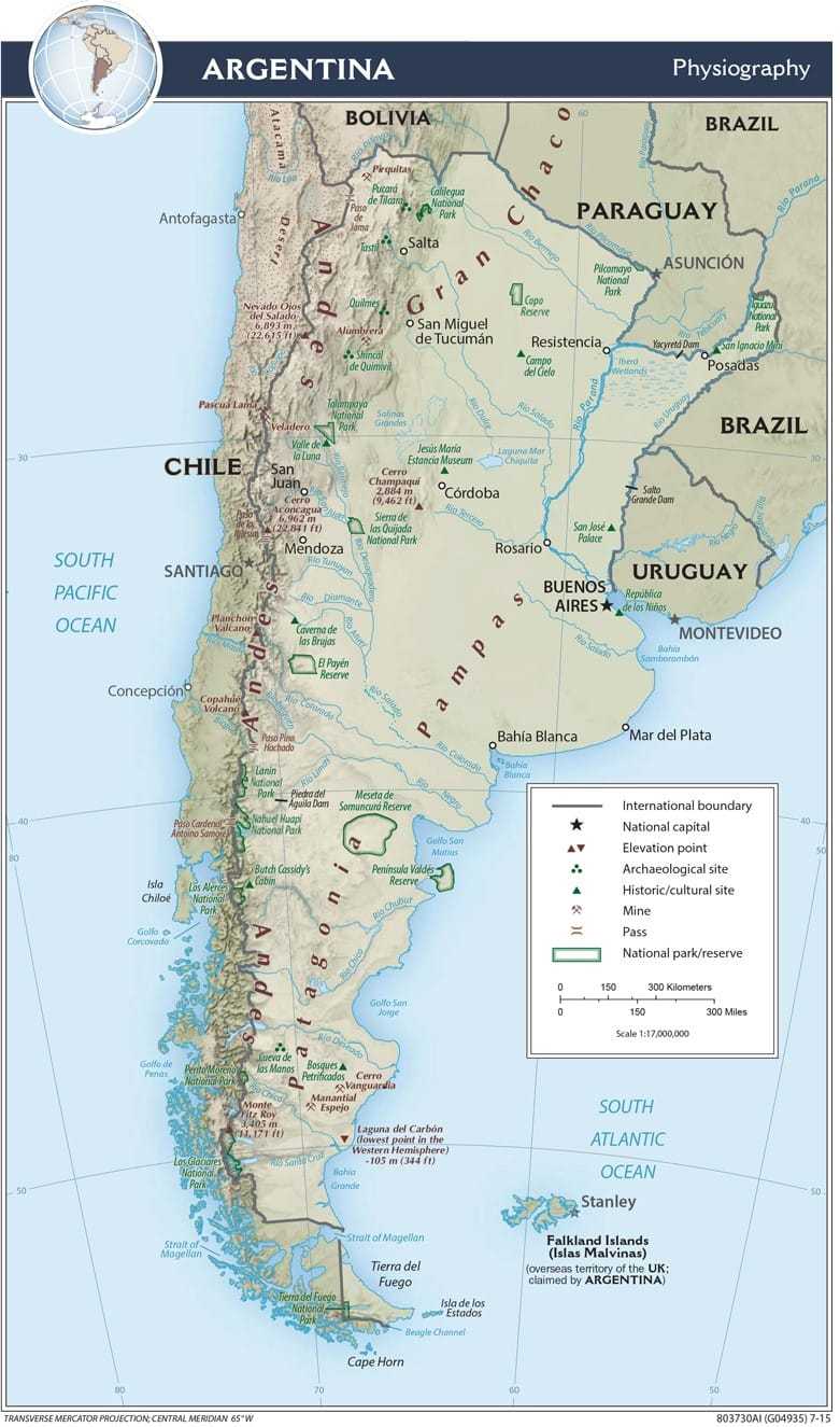 Physiographical map of Argentina.