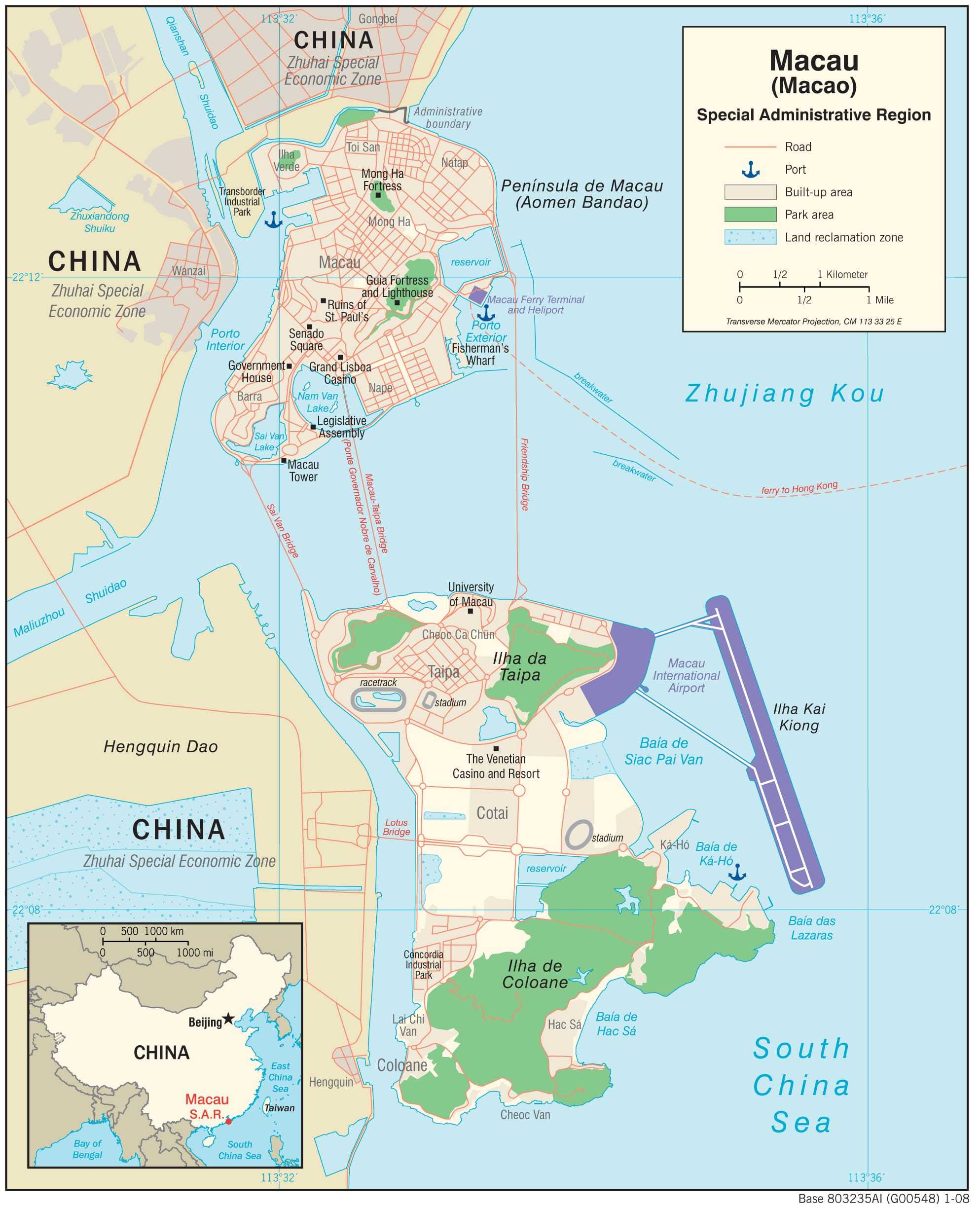 Transportation map of Macau.