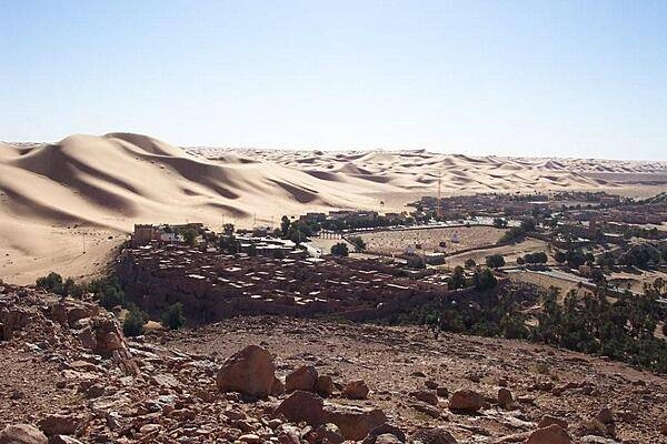 The oasis village of Taghit in the Sahara.