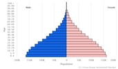 This is the population pyramid for Namibia. A population pyramid illustrates the age and sex structure of a country's population and may provide insights about political and social stability, as well as economic development. The population is distributed along the horizontal axis, with males shown on the left and females on the right. The male and female populations are broken down into 5-year age groups represented as horizontal bars along the vertical axis, with the youngest age groups at the bottom and the oldest at the top. The shape of the population pyramid gradually evolves over time based on fertility, mortality, and international migration trends. <br/><br/>For additional information, please see the entry for Population pyramid on the Definitions and Notes page.