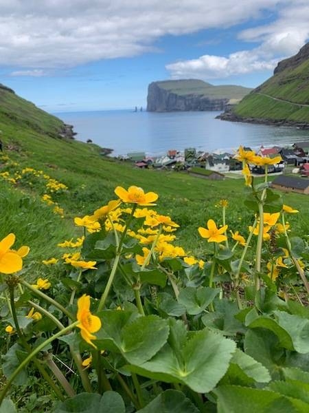 Tjørnuvík is the northernmost village on Streymoy Island in the Faroe Islands. Tjørnuvík is nestled in a deep valley, isolated from other villages in sight. On most days, clouds congregate above the village due to the height of the surrounding mountains. During the winter months, there is very little sunlight as the sun does not reach above the steep mountains.