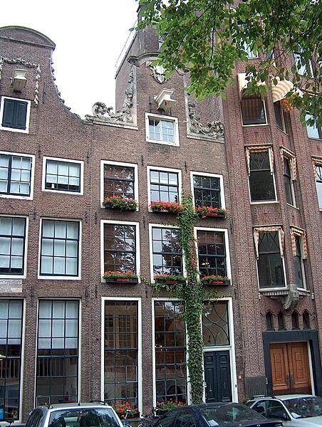 Modernized facades on older buildings in Amsterdam.