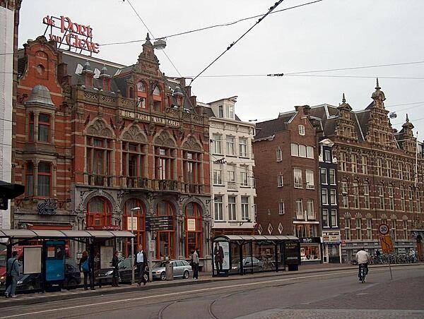 View along Nieuwezijds Voorburgwal, a street (formerly a canal) in the heart of Amsterdam.