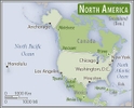 North America - US area comparison map