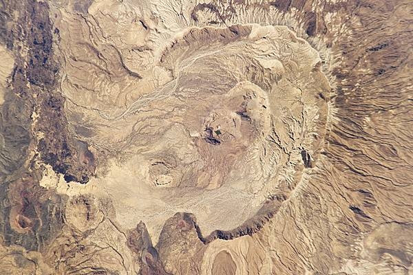 Astronaut photo of Nabro, taken 4½ months before the June 2011 eruption. Before its 2011 eruption, the volcano was widely believed to be extinct. Image courtesy of NASA.