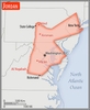 <p>about three-quarters the size of Pennsylvania; slightly smaller than Indiana</p>