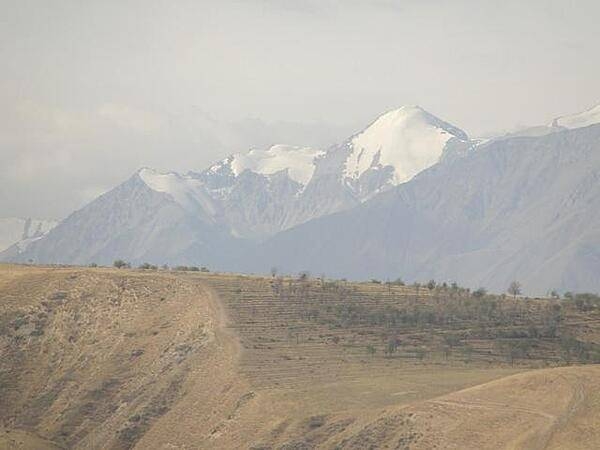 A view of the massive Tien Shan Mountains.