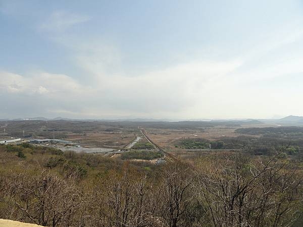 A view along the Demilitarized Zone (DMZ) dividing North and South Korea.