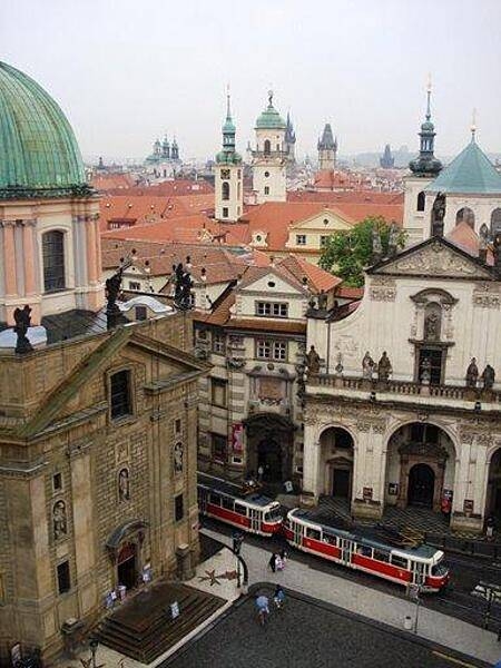 Some of the many spires that decorate old Prague.