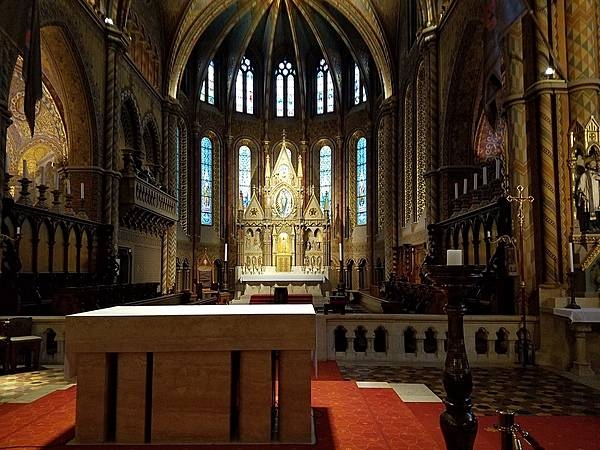 Part of the interior of the Church of the Assumption in Buda's Castle District.