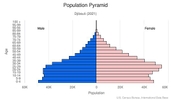 This is the population pyramid for Djibouti. A population pyramid illustrates the age and sex structure of a country's population and may provide insights about political and social stability, as well as economic development. The population is distributed along the horizontal axis, with males shown on the left and females on the right. The male and female populations are broken down into 5-year age groups represented as horizontal bars along the vertical axis, with the youngest age groups at the bottom and the oldest at the top. The shape of the population pyramid gradually evolves over time based on fertility, mortality, and international migration trends. <br/><br/>For additional information, please see the entry for Population pyramid on the Definitions and Notes page.