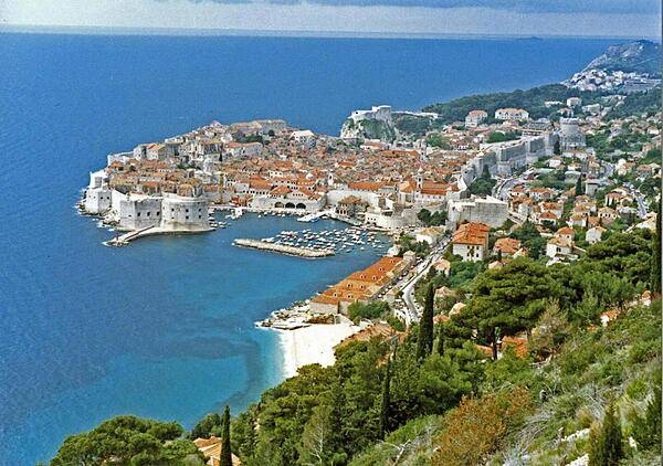 The beautiful port city of Dubrovnik on the Adriatic Sea. During the Middle Ages this maritime city-state (then called Ragusa) rivaled Venice for supremacy in the Adriatic. Walking along the crest of the massive walls that encircle most of Dubrovnik is an exhilarating, breathtaking experience. In 1979, the city became a UNESCO World Heritage Site.