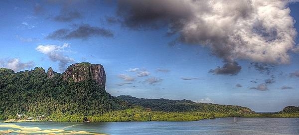 Paipalap Peak (Sokehs Rock) on the island of Pohnpei overlooks the harbor.