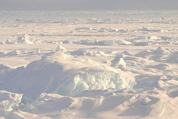 Ice on the Arctic Ocean ice cap. Photo courtesy of the US Geologic Survey/ Debbie Hutchinson.