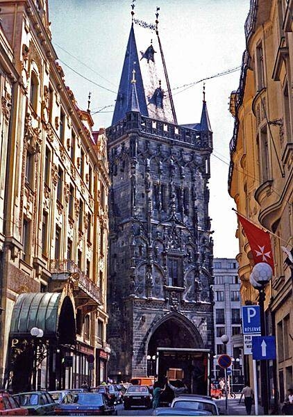 The Gothic Powder Tower in Prague, built in 1475, is at the site of an 11th century gate - one of the city&apos;s 13 original gates.