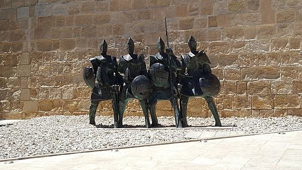 Sculpture of warrior Knights of Malta at the Fort St. Elmo War Museum in Valletta. Most of Fort St. Elmo's defenses date to between 1552 and 1570s.