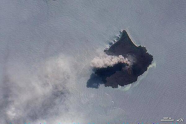 The thick brown plume of ash, steam, and volcanic gas rising from Anak Krakatau in this true-color image is a common sight at the volcano. Responsible for one of the largest and most destructive eruptions in Indonesia&apos;s history (1883), Krakatau still erupts frequently. For this reason, the volcano is one of 100 that NASA automatically monitors by satellite. Photo courtesy of NASA.