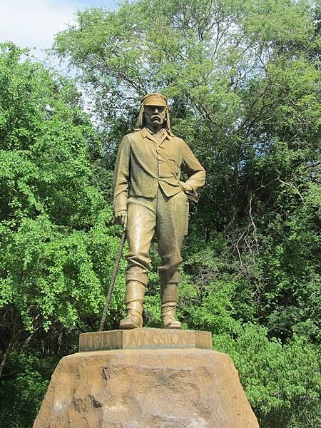 The David Livingstone Memorial at Victoria Falls, on the Zimbabwe side. Livingstone, an explorer, missionary, and anti-slavery crusader, was the first European to see the falls on 16 November 1855.