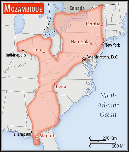 Area comparison map.