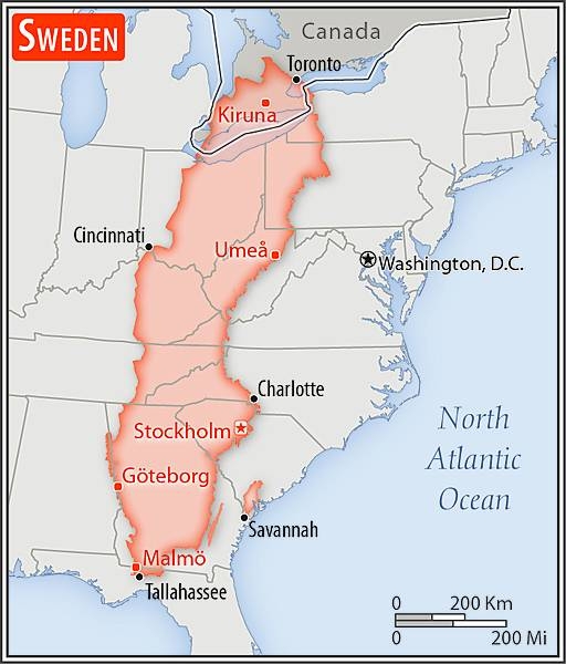 Area comparison map